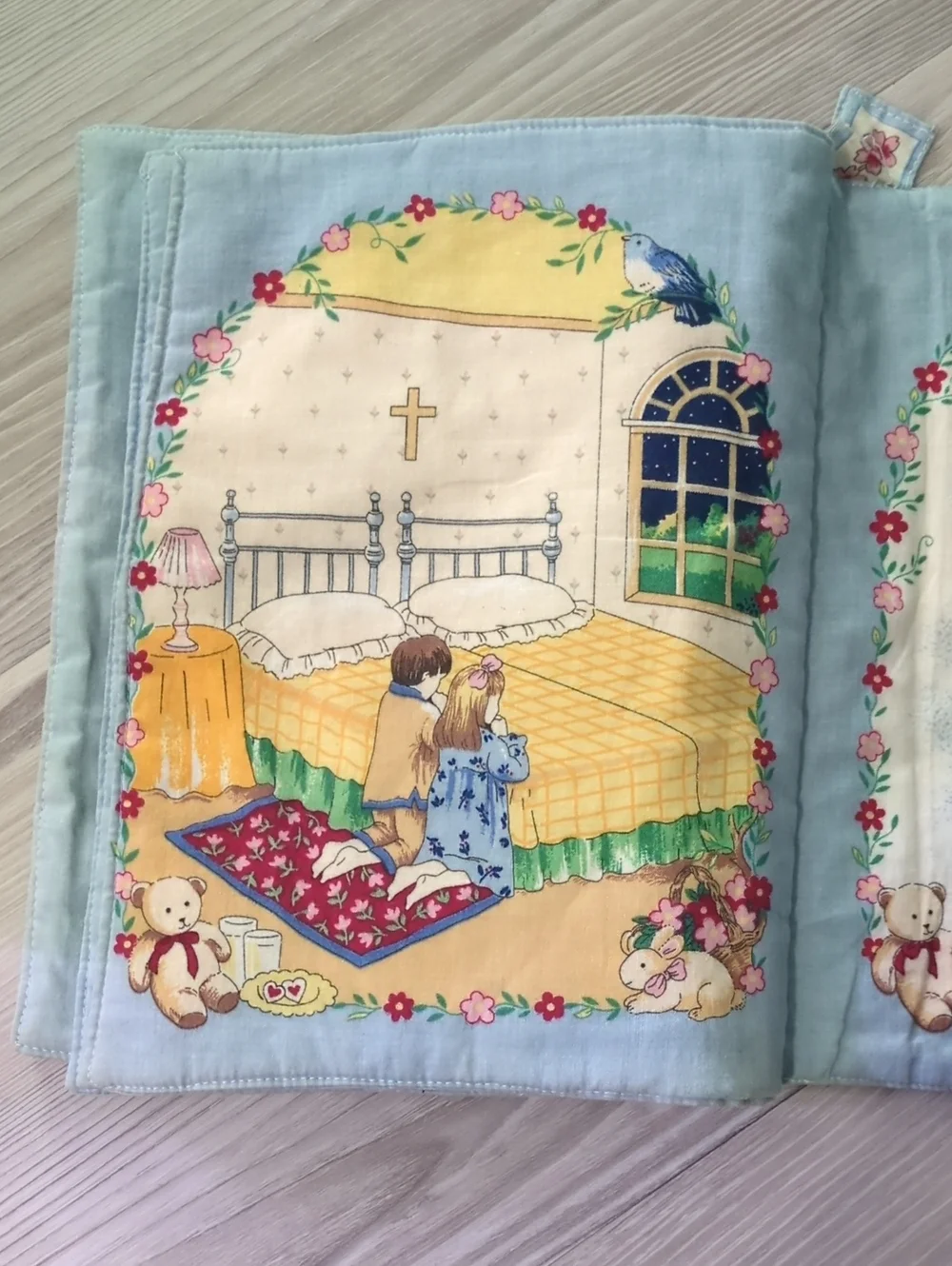 Vintage Soft Fabric Children's Prayer Book Cloth Quiet Book Baby Nursery Christi